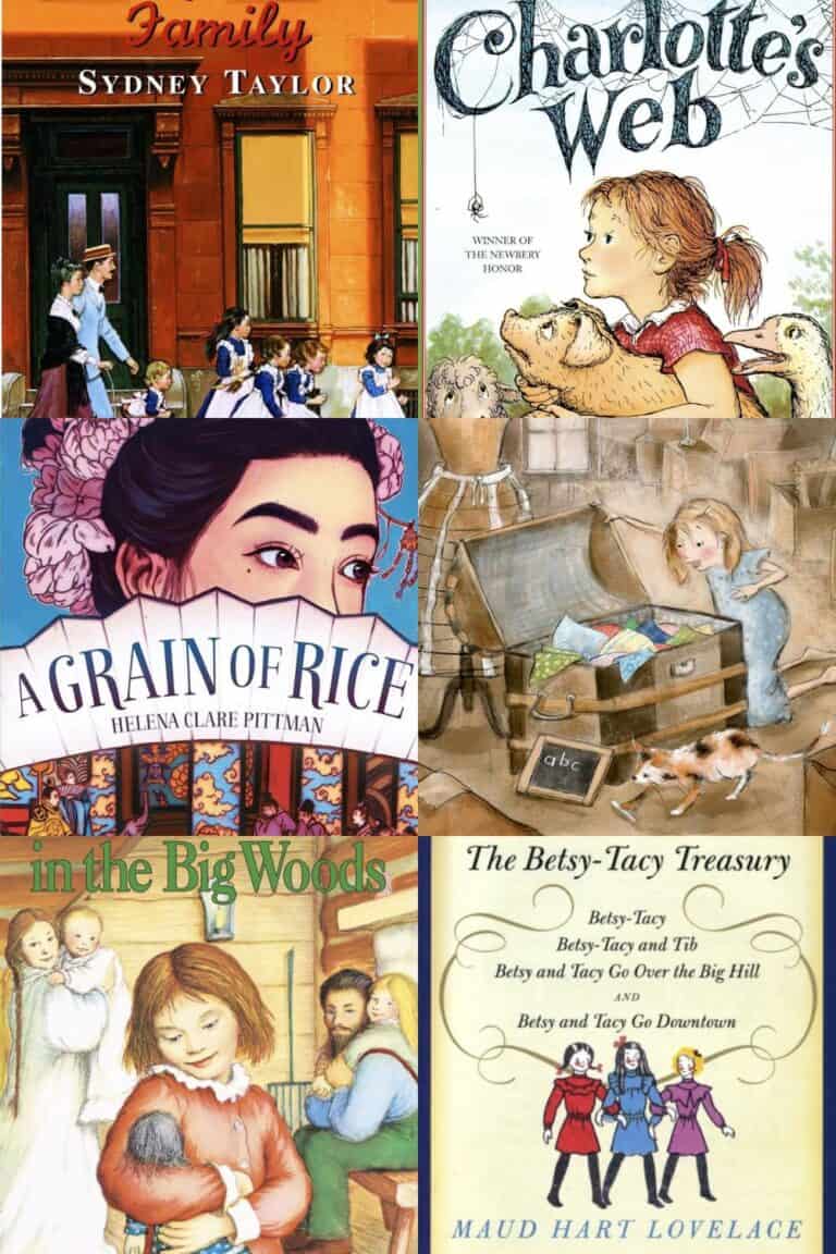 Six book covers from read-aloud ideas for 5-8 year olds.