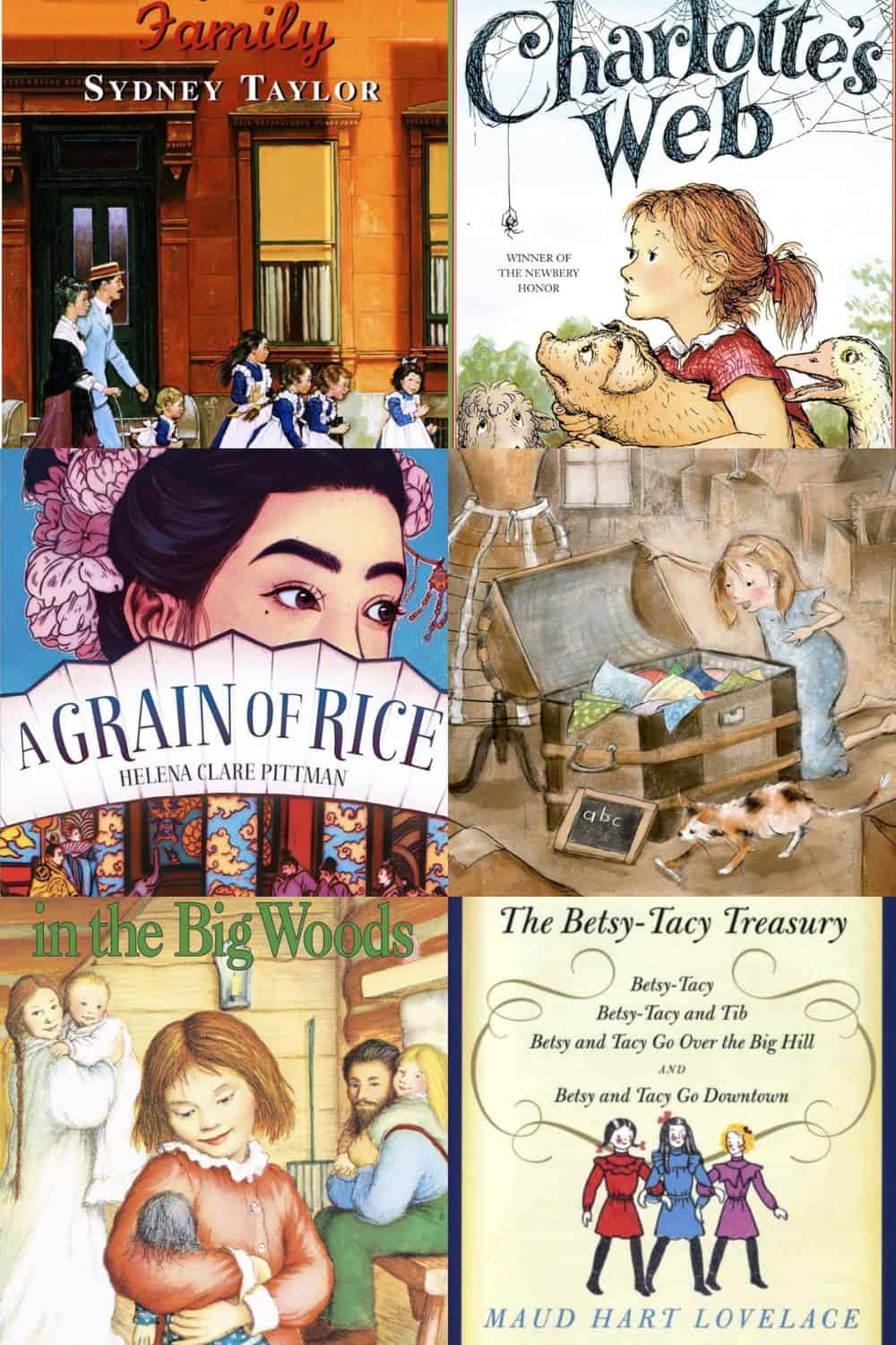Six book covers from read-aloud ideas for 5-8 year olds.