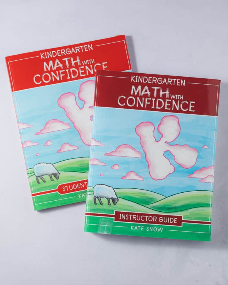 A Math with Confidence student workbook and instructor guide (Kindergarten level).